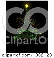 Clipart Neon Light Christmas Tree On Black Royalty Free CGI Illustration