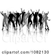 Poster, Art Print Of Grayscale Silhouetted Dancers And Reflections On A White Background