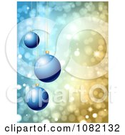 Poster, Art Print Of 3d Blue Christmas Baubles Over Sparkly Lights