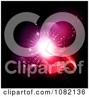 Clipart 3d Christmas Gift Box With Glowing Lights On Black Royalty Free Vector Illustration