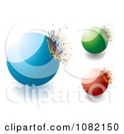 Poster, Art Print Of 3d Blue Green And Red Exploding Stone Design Elements
