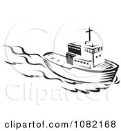 Retro Black And White Tug Boat