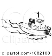 Poster, Art Print Of Retro Black And White Tug Boat