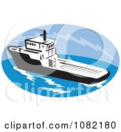 Tug Boat In A Blue Oval