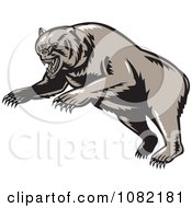 Poster, Art Print Of Clipart Attacking Grizzly Bear
