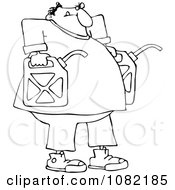 Outlined Man Carrying Two Gas Cans