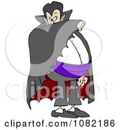 Clipart Vampire Covering His Face With His Cape Royalty Free Vector Illustration
