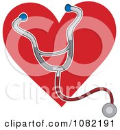 Clipart Medical Stethoscope Over A Red Heart Royalty Free Vector Illustration