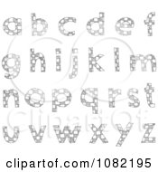 Clipart Sketched Checkered Lowercase Letters Royalty Free Vector Illustration