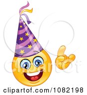 Poster, Art Print Of Yellow New Year Emoticon Smiley Face Wearing A Party Hat
