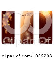 Three Brown Vertical Christmas And New Year Banners With Sample Text