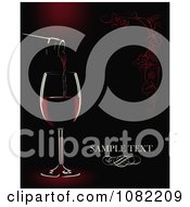 Clipart Bottle Pouring Red Wine Into A Glass Over Black And Red With Sample Text Royalty Free Vector Illustration