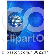 Poster, Art Print Of 3d Blue Disco Music Ball On Blue Flares