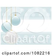 Poster, Art Print Of Pastel Blue Snowflake Background With Christmas Baubles And Copyspace