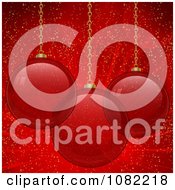 Poster, Art Print Of 3d Red Christmas Baubles With Shining Light And Flares