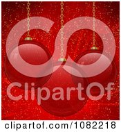 Clipart 3d Red Christmas Baubles With Shining Light And Flares Royalty Free Vector Illustration