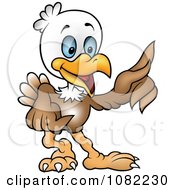 Clipart Cartoon Bald Eagle Pointing Royalty Free Vector Illustration