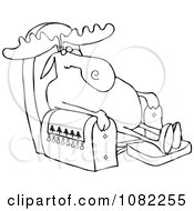 Clipart Outlined Moose Sleeping In A Recliner Chair Royalty Free Vector Illustration