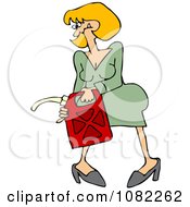 Clipart Woman Holding A Gas Can Royalty Free Vector Illustration