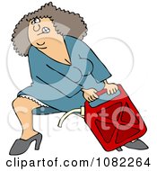 Woman Lugging A Heavy Gas Can