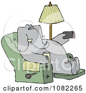 Elephant Holding A Tv Remote And Drink In A Recliner