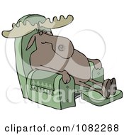 Moose Sleeping In A Recliner Chair