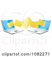 Poster, Art Print Of 3d Folders Transferring From One Laptop To The Other