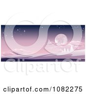 Poster, Art Print Of Full Moon In A Purple Sky Over A Winter Hilly Landscape