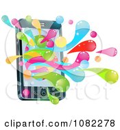 Poster, Art Print Of 3d Cell Phone With Colorful Splashes