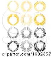 Clipart Black And White And Golden Laurel Wreaths 2 Royalty Free Vector Illustration