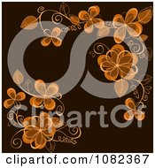 Clipart Floral Background With Brown Flowers Royalty Free Vector Illustration