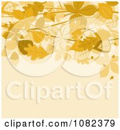 Poster, Art Print Of Beige Autumn Background With Brown Leaves Above Copyspace