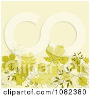 Poster, Art Print Of Beige Autumn Background With Green Leaves Below Copyspace