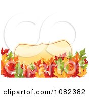 Poster, Art Print Of Background Of Autumn Leaves And A Gold Label On White