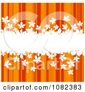 Poster, Art Print Of Bar Of White Leaves Over Orange Autumn Stripes