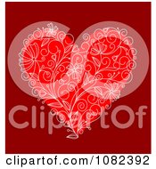 Poster, Art Print Of Red Floral Heart On Deep Red