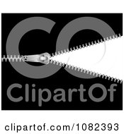 Clipart Zipper In Black Cloth Revealing White Royalty Free Vector Illustration
