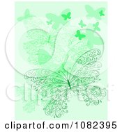 Poster, Art Print Of Ornate Green Butterfly Background