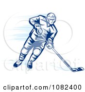 Clipart Blue Ice Hockey Player 1 Royalty Free Vector Illustration