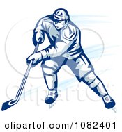 Clipart Blue Ice Hockey Player 2 Royalty Free Vector Illustration