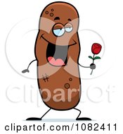 Clipart Romantic Turd Character With A Rose Royalty Free Vector Illustration