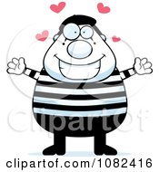 Clipart Sweet Chubby Mime With Open Arms And Hearts Royalty Free Vector Illustration
