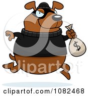 Clipart Dog Robbing A Bank Royalty Free Vector Illustration