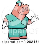 Clipart Pig Surgeon Doctor In Scrubs Royalty Free Vector Illustration