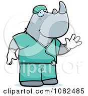 Clipart Rhino Surgeon Doctor In Scrubs Royalty Free Vector Illustration