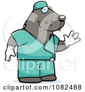 Clipart Wolf Surgeon Doctor In Scrubs Royalty Free Vector Illustration