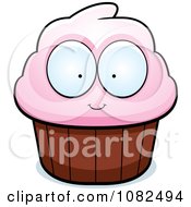 Clipart Pink Cupcake Character Royalty Free Vector Illustration