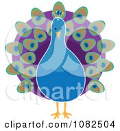 Clipart Pretty Blue Peacock With Purple Plumage Royalty Free Illustration
