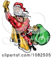 Clipart Super Santa Flying Royalty Free Vector Illustration