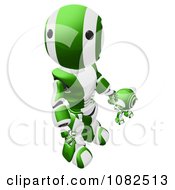 Poster, Art Print Of 3d Green Ao-Maru Robot Holding Hands With A Web Cam